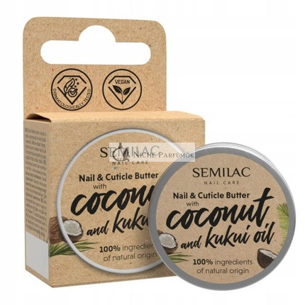 Semilac Nail Care Cuticle and Nail Butter with Coconut Oil and Kukui 12g