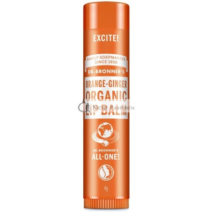 Dr Bronner's Orange Ginger Lip Balm with Organic Oils and No Synthetic Ingredients 4g