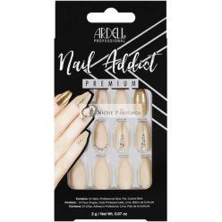   ARDELL Nail Addict Nude Jeweled Press On Nails with Glue and File - 24 Artificial Glitter Nails for Beautiful Fingernails - Long Tips