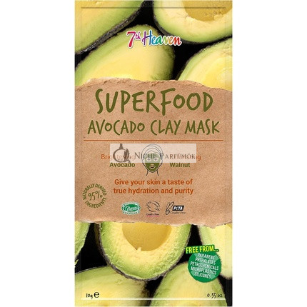 7th Heaven Superfood Avocado Clay Mask Brightening and Exfoliating Mask with Avocado and Walnut for Deep Pore Cleanse 10g