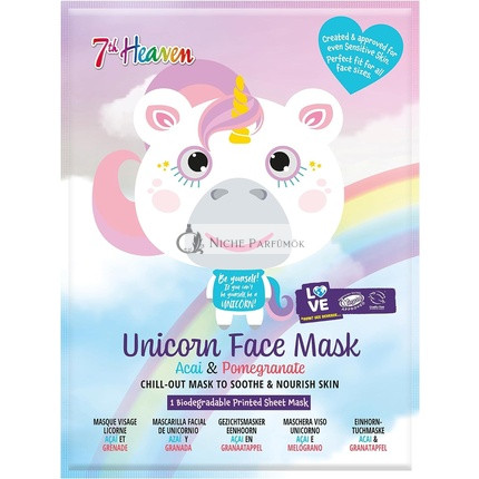7th Heaven Unicorn Face Sheet Mask with Acai and Pomegranate to Soothe and Nourish Skin
