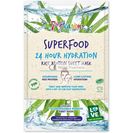 7th Heaven Superfood Intense Hydration Rice Protein Biodegradable Bamboo Sheet Mask for Nourishing Skin - Ideal for All Skin Types
