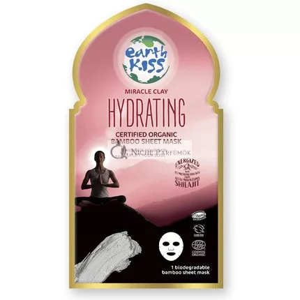 Earth Kiss Inspirations Hydrating Organic Bamboo Sheet Mask with Shilajit and Miracle Clay