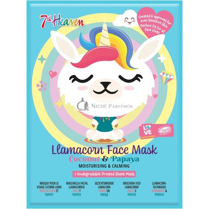 7th Heaven Llamacorn Sheet Face Masks Skincare Set for Kids Aged 8+ Coconut & Papaya Calming Hydrating Moisturizing