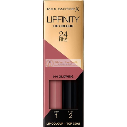 Max Factor Lipfinity Long-Lasting Two Step Lipstick 016 Glowing Pink Lip Colour + Top Coat 4.2g