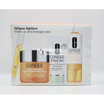Clinique 3-Pc. Fatigue Fighters Set - Age Multi-Correcting Cream 50ml + Cleansing & Exfoliating Gel 30ml + Daily Booster  8.5ml