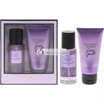 Love Spell Set by Victoria's Secret for Women 2 Pc Mini Gift Set 2.5oz Fragrance Mist 2.5oz Fragrance Lotion
