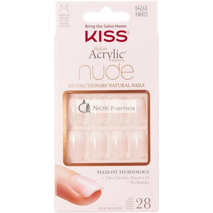 KISS Salon Acrylic French Nude Collection Cashmere Medium Length Fake Nails 28 Count