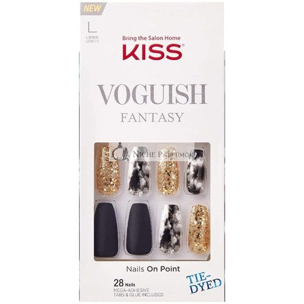 KISS Voguish Fantasy Chillout Long Length Gel Nail Kit with Adhesive Tabs, Glue, Manicure Stick, and Mini File - 28 Nails