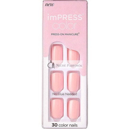 KISS imPRESS Color Gel Nail Kit Pick Me Pink with PureFit Technology - Includes Prep Pad Mini File Cuticle Stick and 30 Fake Nails