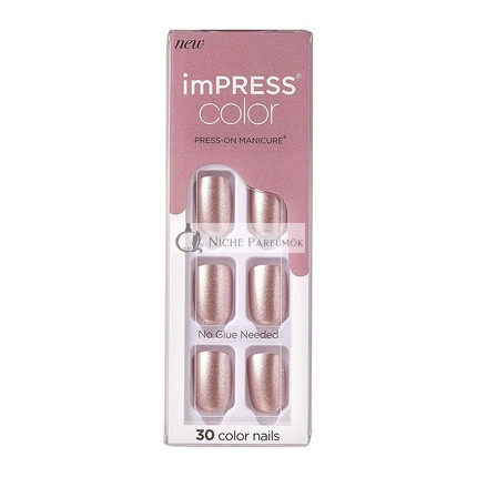 KISS imPRESS Color Press-On Manicure Gel Nail Kit Short Length Champagne Pink