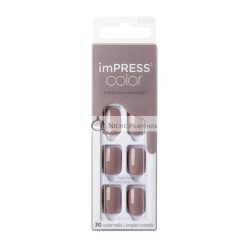  KISS imPRESS Color Press-On Nails Gel Nail Kit Short Length Taupe Prize