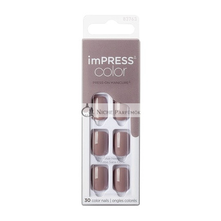 KISS imPRESS Color Press-On Nails Gel Nail Kit Short Length Taupe Prize
