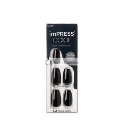   Kiss Impress Color Medium Coffin Press-On Nails, All Black, 30 Count