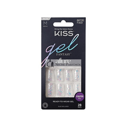 KISS Gel Fantasy Allure Medium Nails Glue-On Sculpted 28 Piece Set - How Dazzling