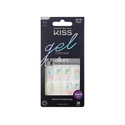 KISS Gel Fantasy Allure Medium Nails Glue-On Sculpted Band of Color 28 Piece Set