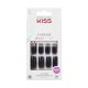 KISS Gel Fantasy Press On Nails Jelly Gelée Black Long Square Shape 28 Nails 2g Glue 1 Manicure Stick 1 Mini File Pink Medium