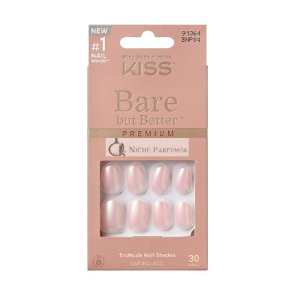 KISS Bare But Better Press-On Nails Mocha Light Nude Skin Short Size Oval Shape Includes 30 Nails 2G Glue 1 Manicure Stick 1 Mini File