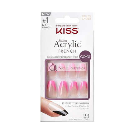 KISS Salon Acrylic French Press-On Nails Light Pink Medium Size Coffin Shape