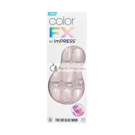 KISS imPRESS No Glue Mani Press-On Nails Color FX Rebel Light White Short Size Squoval Shape Includes 30 Nails Prep Pad Instructions Sheet 1 Manicure Stick 1 Mini File