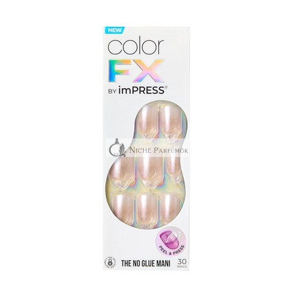 KISS imPRESS No Glue Mani Press-On Nails Color FX Connection Light White Short Size Squoval Shape Includes 30 Nails Prep Pad Instructions Sheet 1 Manicure Stick 1 Mini File