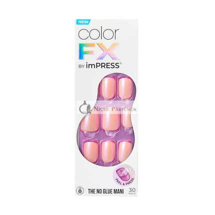 KISS imPRESS No Glue Mani Press-On Nails Color FX Satellite Light Pink Short Size Squoval Shape Includes 30 Nails Prep Pad Instructions Sheet 1 Manicure Stick 1 Mini File