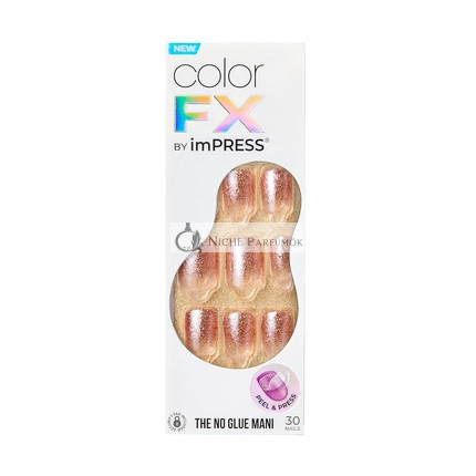 KISS imPRESS No Glue Mani Press-On Nails Color FX Dimension Light Neutral Short Size Squoval Shape Includes 30 Nails Prep Pad Instructions Sheet 1 Manicure Stick 1 Mini File