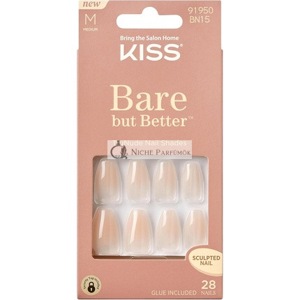 KISS Bare-But-Better Press-On Nails Embrace It Light Nude Medium Length Coffin Shaped
