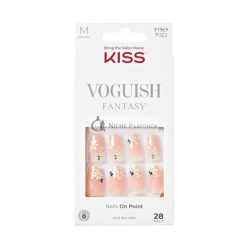   KISS Voguish Fantasy Press-On Nails Light Nude Medium Size Coffin Shape Includes 28 Nails 2G Glue 1 Manicure Stick 1 Mini File