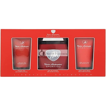 Lamborghini Sportivo 3 Piece Gift Set: Eau De Toilette 125ml, Shower Gel 100ml, Aftershave Balm 100ml