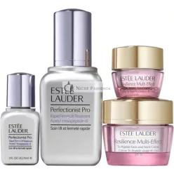   Perfectionist Pro Rapid Firm + Lift Treatment Acetyl Hexapeptide-8 50ml. Resilience Multi-Effect Tri-Peptide Face and Neck Creme SPF15 15ml. Resilience Multi-Effect Tri-Peptide Eye Cream 5ml. Micro Essence Skin Activating treatment Lotion 7ml.