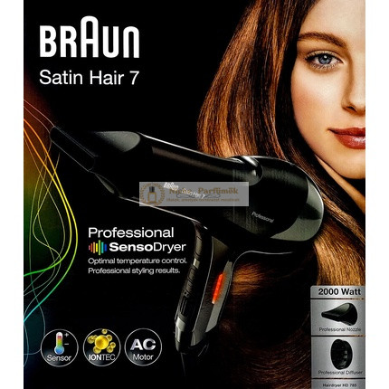 Braun Satin Hair 7 Iontec SensoDryer with Diffuser Hair Dryer 2000W Black