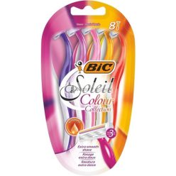   BIC Miss Soleil Colour Collection 3-Blade Razors for Women with Easy Grip Handle and Lubricating Strips 8 Razors Multicolor - Pack of 8
