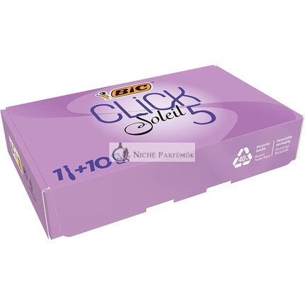 Bic Click 5 Soleil Refillable Women's Razor 10 x 3-Blade Refills Lubricating Strip Purple