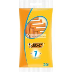   BIC 1 Sensitive Men's Razor 20 Disposable Razors with 1 Blade Ribbed Plastic Handle Ideal for Travel