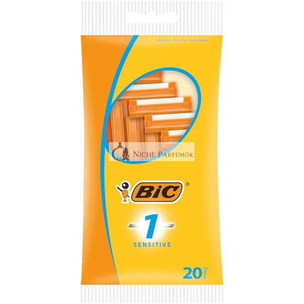 BIC 1 Sensitive Men's Razor 20 Disposable Razors with 1 Blade Ribbed Plastic Handle Ideal for Travel