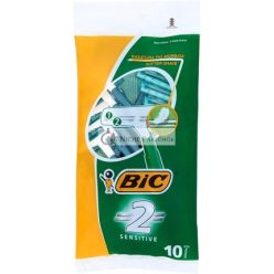  BIC 2 Sensitive Men's Razors Twin Blade 10 Razors Non-Refillable Razors with Stainless Steel Blades