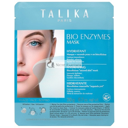 Talika Bio Enzymes Mask Hydrating Face Mask with Bio-Cellulose - Moisturizing Mask for Dry Skin - 'Like a Second Skin' Nourishing Mask