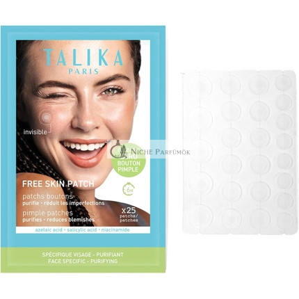 Talika Free Skin Patches Invisible Spot Cover Absorbs Fluid Flattens Reduces Redness Blemishes and Pimples Fast-Acting 25 Count 3 Sizes