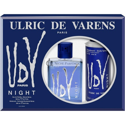 Men's 2-Piece Gift Set Ulric de Varens Night: Eau de Toilette Spray 100ml + Perfumed Deodorant Spray 200ml