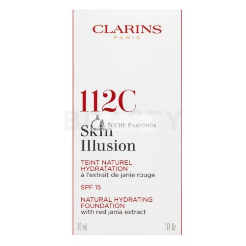 Clarins Skin Illusion Natural Hydrating Foundation Liquid Makeup with Hydrating Ingredients 112 Amber 30 ml