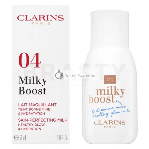 Clarins Milky Boost Foundation Toning and Hydrating Emulsion for Unifying and Brightening Skin 04 Auburn 50 ml
