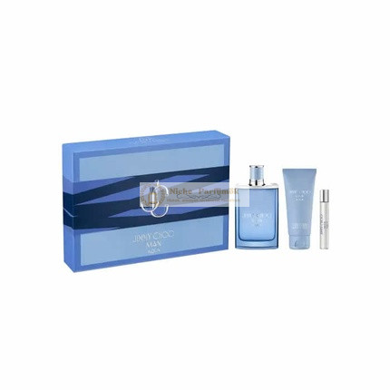 Jimmy Choo Man Aqua Eau De Toilette Spray 100ml, 3 darabos férfi parfüm szett