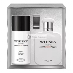   Evaflorparis Whisky Sport Gift Box Eau de Toilette 100ml + Deodorant 150ml + Money Clip Set Natural Spray Men Perfume 520g
