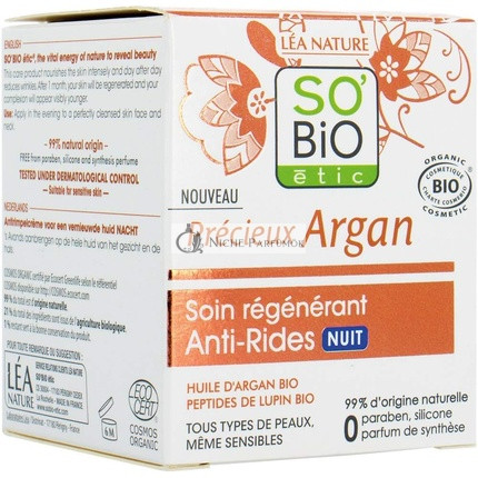 SO'BiO étic Précieux Argan Cosmos Bio Anti-Aging Regenerative Night Care 50ml