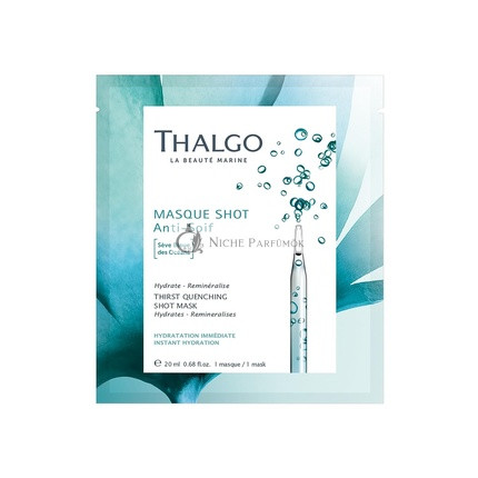 THALGO Marine Skincare Thirst Quenching Shot Mask Blue Ocean Sap and Hyaluronic Acid Face Mask 1 Mask 20ml 0.68 fl. oz.