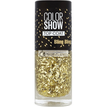 Gemey Maybelline Colorshow Top Coat Nail Polsih 95 Bling Bling Glitter Gold