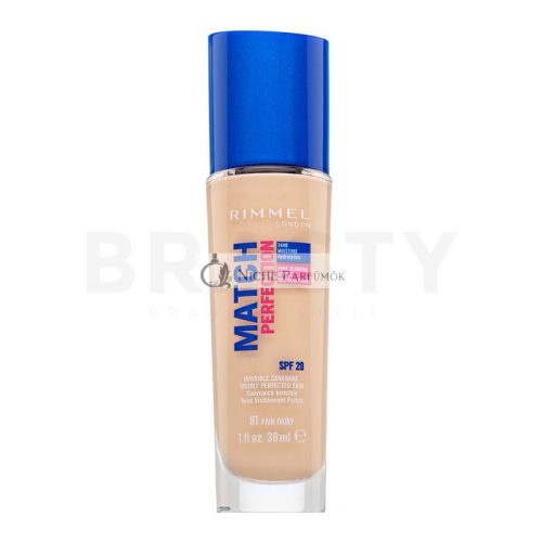 Rimmel London Match Perfection 24HR SPF20 Foundation Liquid Makeup for Even and Bright Skin 081 Fair Ivory 30 ml