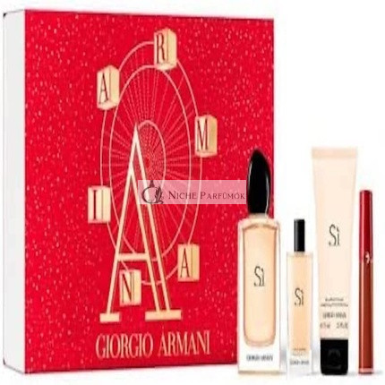 Giorgio Armani Si Gift Set Eau de Parfum 100ml and 15ml with Body Lotion 75ml and Lip Maestro 6.5ml #209