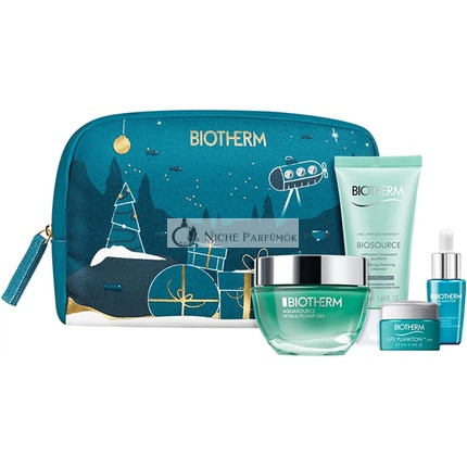Biotherm Aquasource 4 Piece Gift Set: Hyalu Plump Gel 50ml + Plankton Elixir Serum 7ml + Plankton Eye Cream 5ml + Purifying Foaming Cleanser 50ml